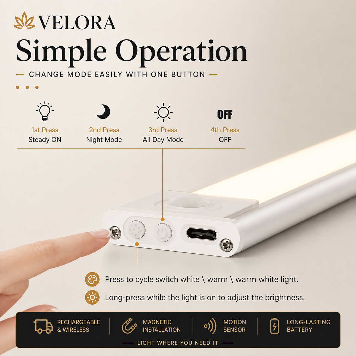 Velora MotionGlow™ Wireless Motion Sensor Light